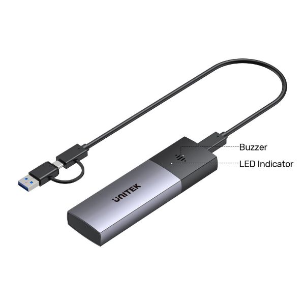 Picture of SolidForce Smart Anti-Loss M.2 SSD Enclosure. USB SuperSpeed 10Gbps. Built-in Find My Netw