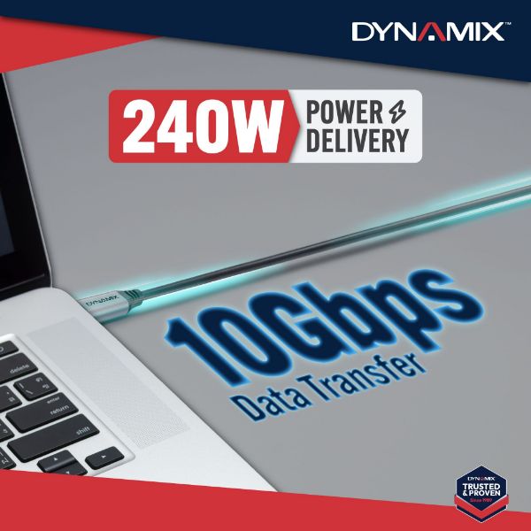 Picture of DYNAMIX 1.5m Premium USB 3.2 Gen 2 USB-C Cable - 240W PD Full Featured Data and Video