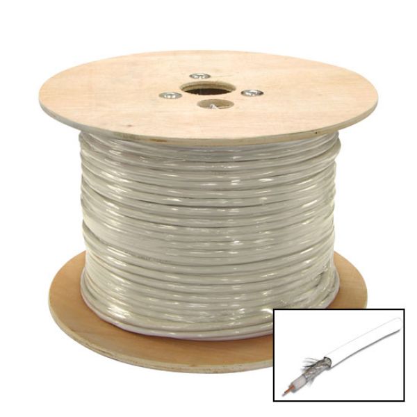 Picture of 305m Roll RG6 Shielded Cable White 75ohm 18AWG Solid Core Foil/Braid Shield SKY APPROVED