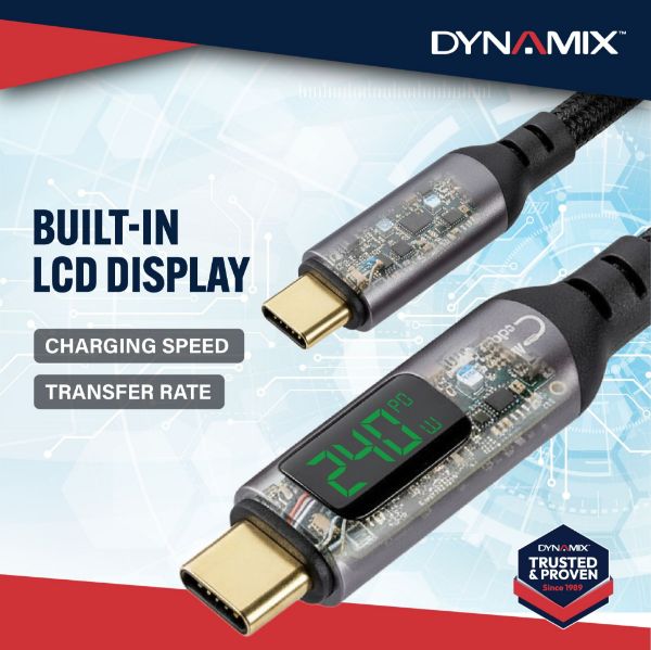 Picture of 1M 240W (5A/48V) USB4 USB-C 40Gbps, LCD Display, Up to 8K@120Hz