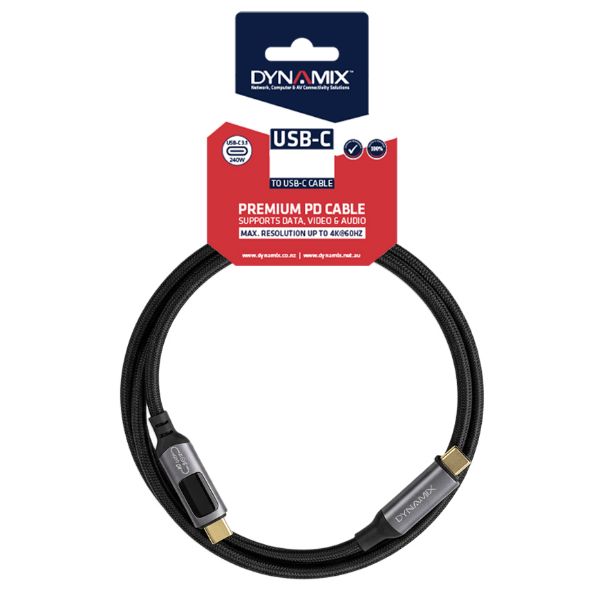 Picture of 1M 240W (5A/48V) USB4 USB-C 40Gbps, LCD Display, Up to 8K@120Hz