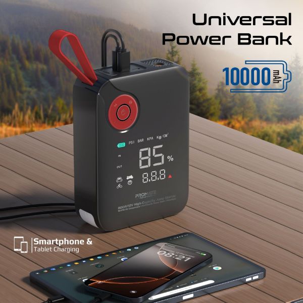 Picture of 800A/12V High-Cap Jump Starter 150PSI Air Compressor 10000mAh Power Bank, 210lm LED Torch