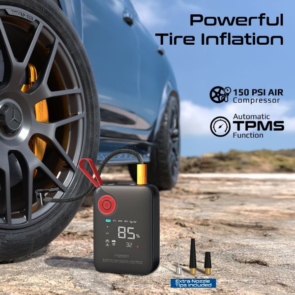 Picture of 800A/12V High-Cap Jump Starter 150PSI Air Compressor 10000mAh Power Bank, 210lm LED Torch