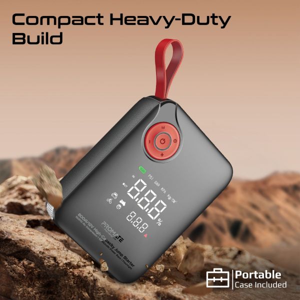 Picture of 800A/12V High-Cap Jump Starter 150PSI Air Compressor 10000mAh Power Bank, 210lm LED Torch