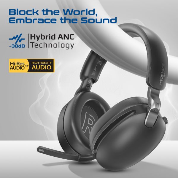 Picture of HD Hybrid ANC Headphones with Triple Connectivity, 100Hrs Playtime, Flip Microphone