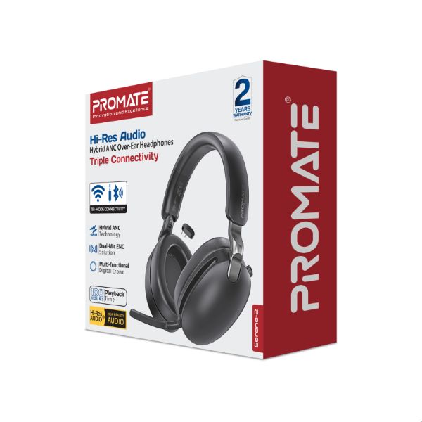 Picture of HD Hybrid ANC Headphones with Triple Connectivity, 100Hrs Playtime, Flip Microphone