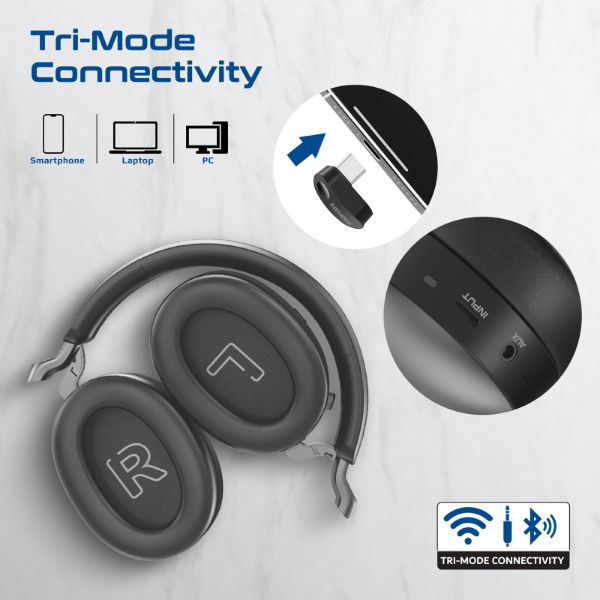 Picture of HD Hybrid ANC Headphones with Triple Connectivity, 100Hrs Playtime, Flip Microphone