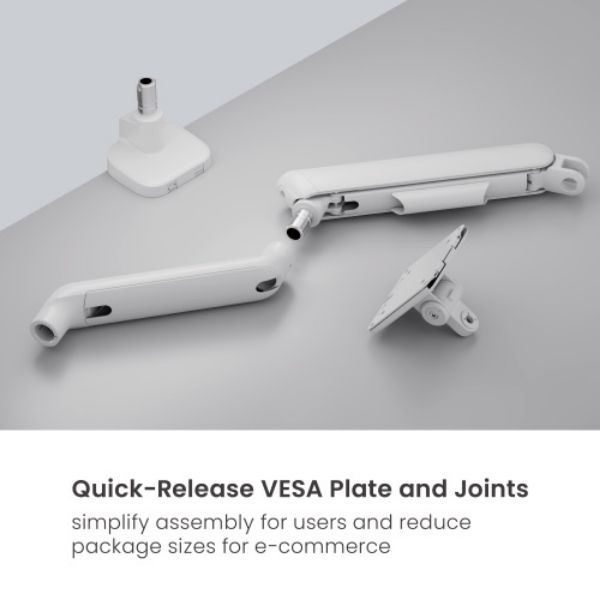 Picture of 17"-35" Elite Dual Screen Mechanical Spring Monitor Arm. Max Load 2x 11Kgs, White