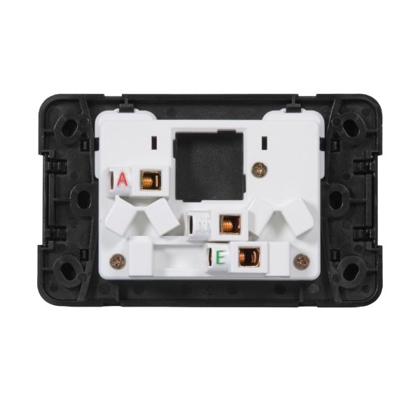 Picture of Sleek Double 10A Horizontal Power Point. Removable Cover. Flame Resistant. Matt Black