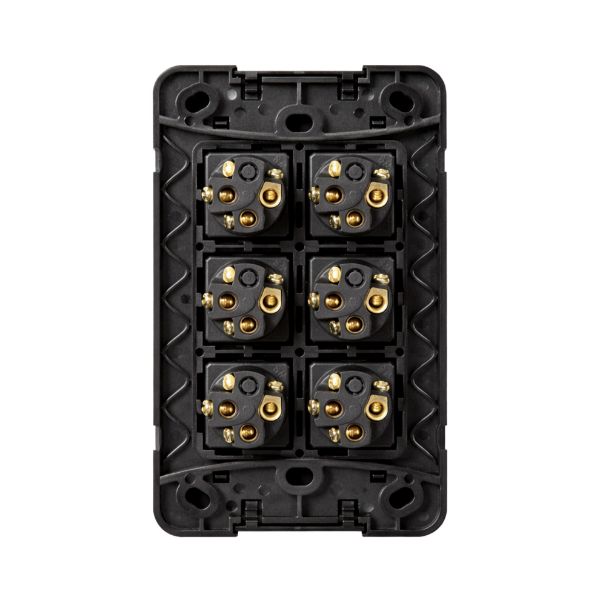 Picture of Sleek 16A 2-Way Vertical 6 Gang Switch. Flame Resistant. Matt Black