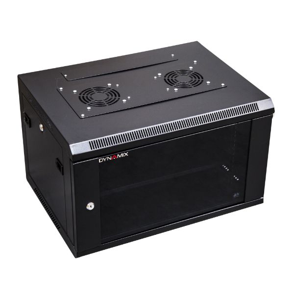 Picture of 6RU Wall Mount Cabinet 300mm Deep (600 x 300 x 6U). Includes 1x Fixed Shelf 2x Fan
