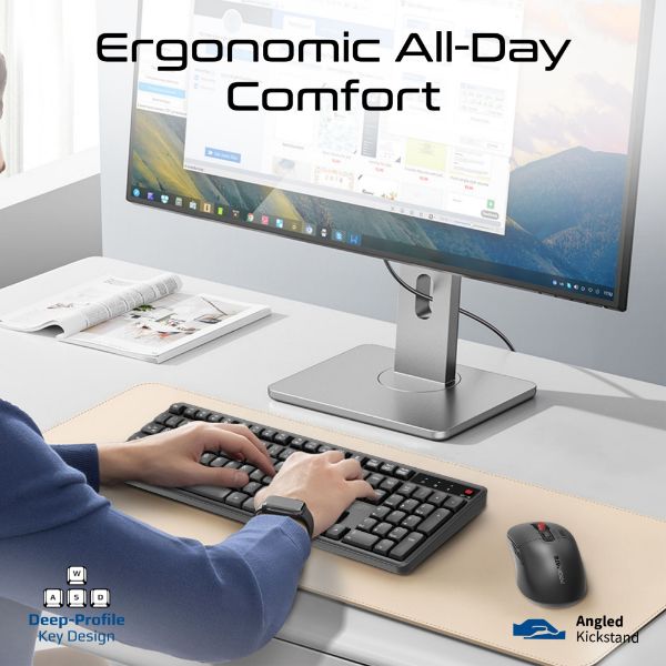 Picture of Ergonomic Wireless Keyboard with Silent Keys and 5000DPI Mouse