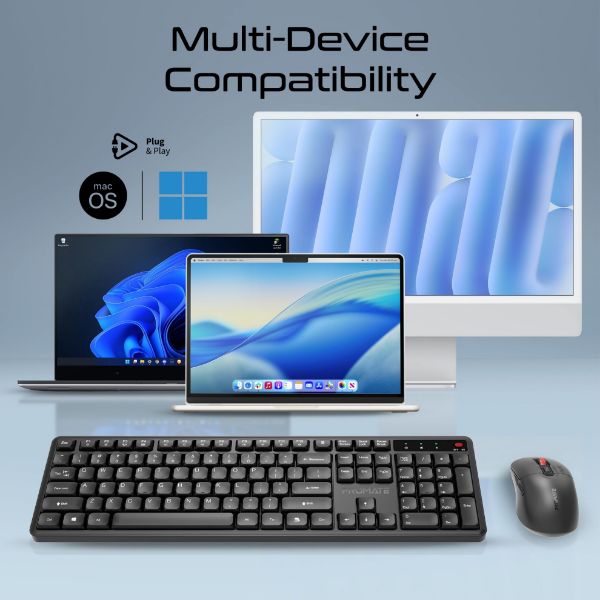 Picture of Ergonomic Wireless Keyboard with Silent Keys and 5000DPI Mouse