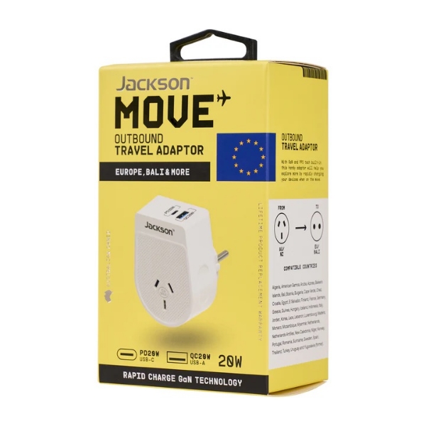 Picture of Jackson Europe, Bali & Controller 500va more Rapid Charge Travel Adaptor