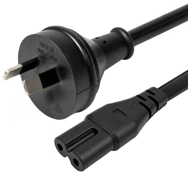 Picture of 5M 2-Pin plug to C7 Figure Figure 8 connector. 7.5A. SAA approved power cord. 0.75mm
