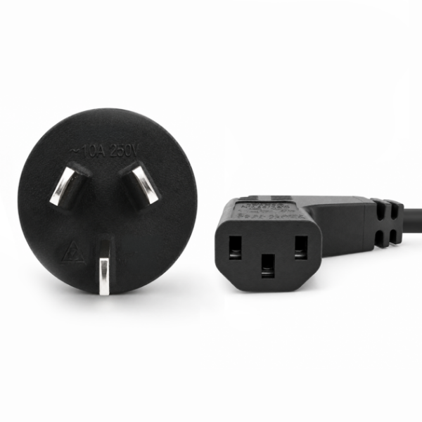 Picture of 3m 3-Pin Plug to Right Angled IEC C13 Connector 10A Power Cord. 1.0mm