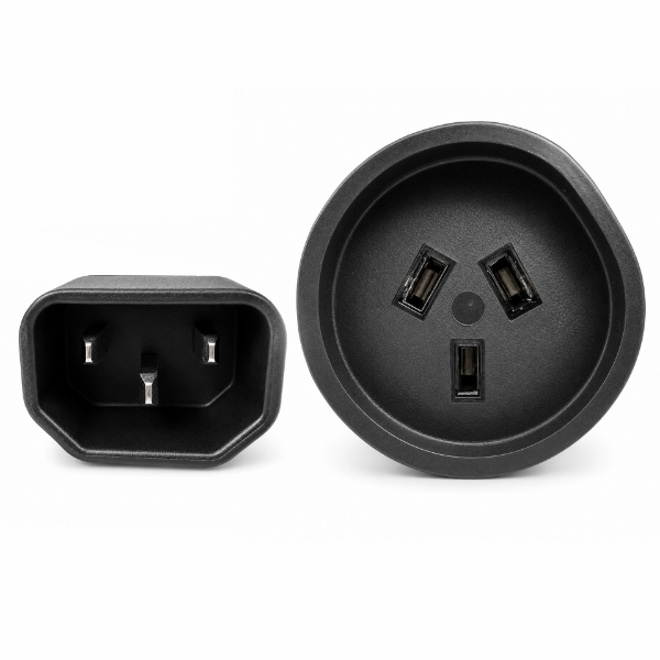 Picture of 0.5m 3-Pin Socket to IEC C14 Male Connector. 10A. Power Cord.
