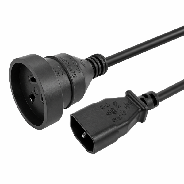 Picture of 2M 3-Pin Socket to IEC C14 Connector. 10A. Power Cord. (Used to