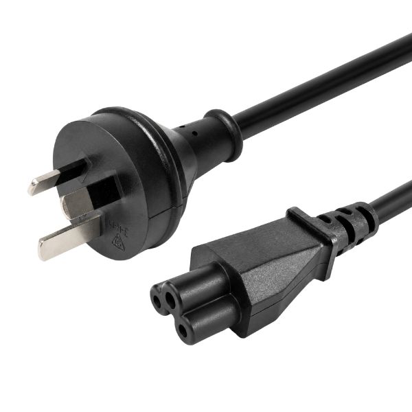 Picture of 1M 3-Pin to C5 Clover Shaped Female Connector 7.5A. SAA approved Cord. 0.75mm