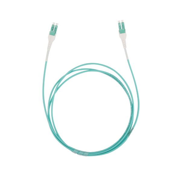 Picture of LC to LC OM3 Uniboot Elite Low-loss 50u 2mm MM Duplex Fibre Lead Aqua LSZH Jacket