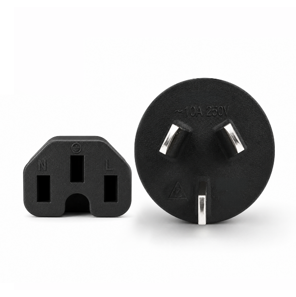 Picture of 2M 3-Pin to Notched C15 Rubber Flex SAA Approved Power Cable 1.0mm Copper Core Black