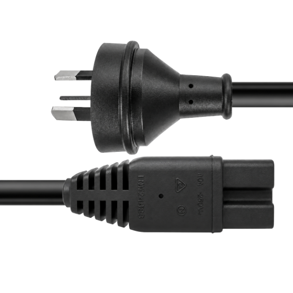 Picture of 3m 3-Pin to Notched C15 Rubber Flex SAA Approved Power Cable 1.0mm Copper Core Black