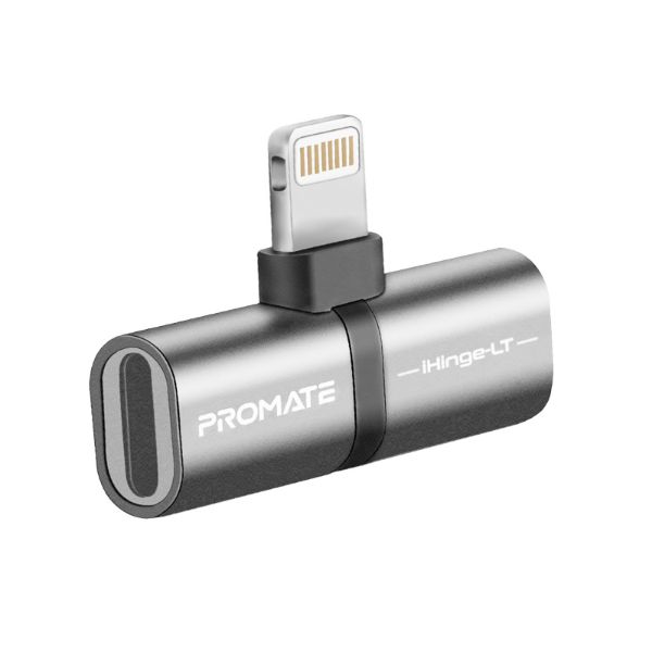 Picture of 2-in-1 Audio & Charging Adaptor Lightning Connector. 2A Pass Through Charging. Grey