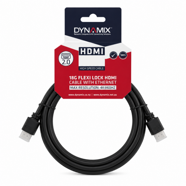 Picture of 7.5m HDMI High Speed 18Gbps Flexi Lock Cable w/ Ethernet Max Res: 4K2K@30/60Hz