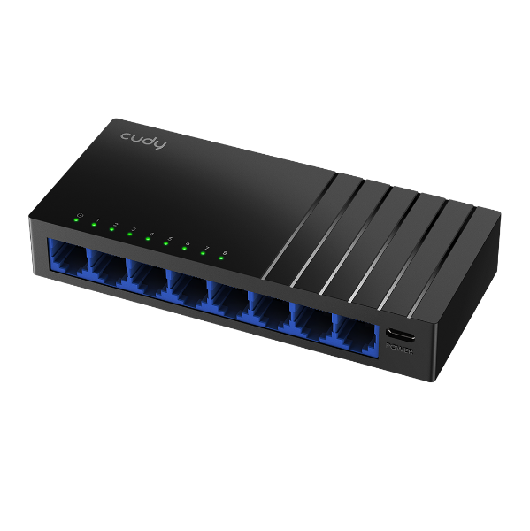 Picture of 8-Port Gigabit Unmanaged Desktop Switch in Plastic Case USC-C Powered -Adapter NOT Inc