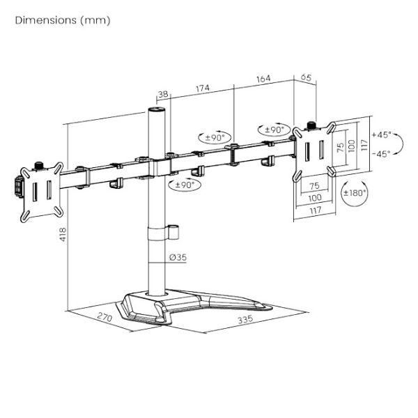 Picture of 13"-32" Dual Monitor Desk Mechanical Table Stand Bracket.
