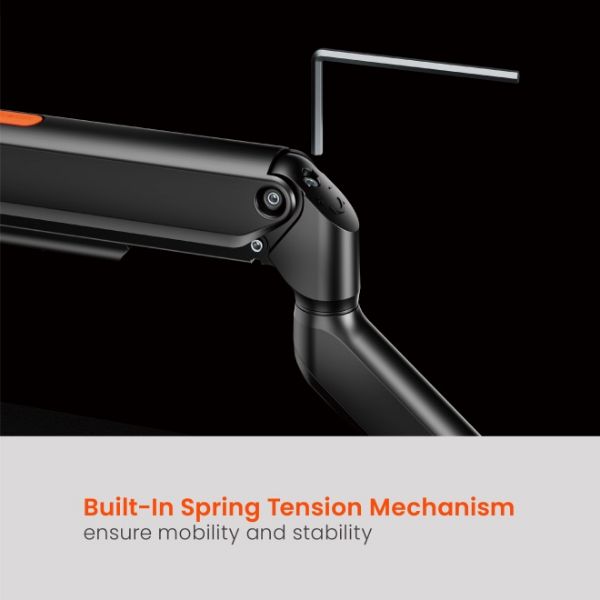 Picture of 13"-32" Single Monitor Desk Mechanical Spring Mount Bracket. Desk Clamp & Grommet