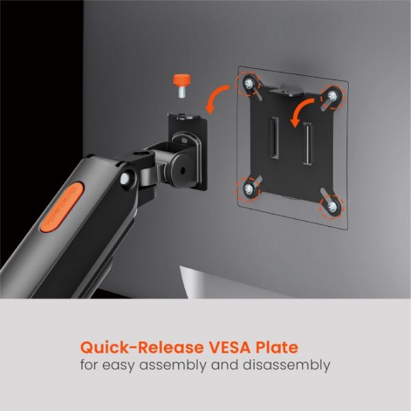 Picture of 13"-32" Single Monitor Desk Mechanical Spring Mount Bracket. Desk Clamp & Grommet