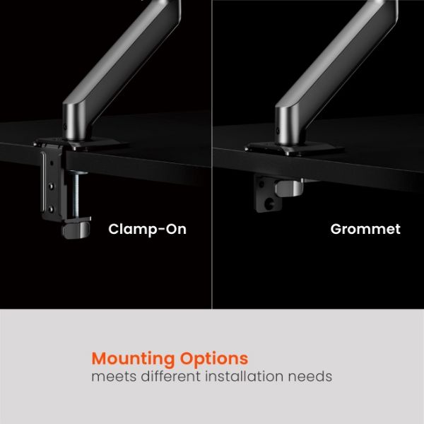 Picture of 13"-32" Single Monitor Desk Mechanical Spring Mount Bracket. Desk Clamp & Grommet