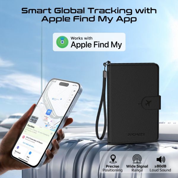 Picture of Anti Loss Slim Leather Passport Holder with RFID Protection & Smart Tracking