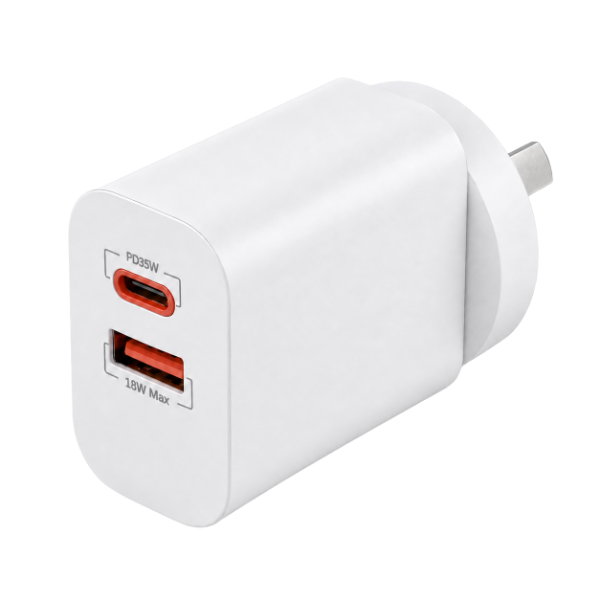Picture of 35W 5V/3A GaN PD Wall Charger Dual USB-C & USB-A Ports