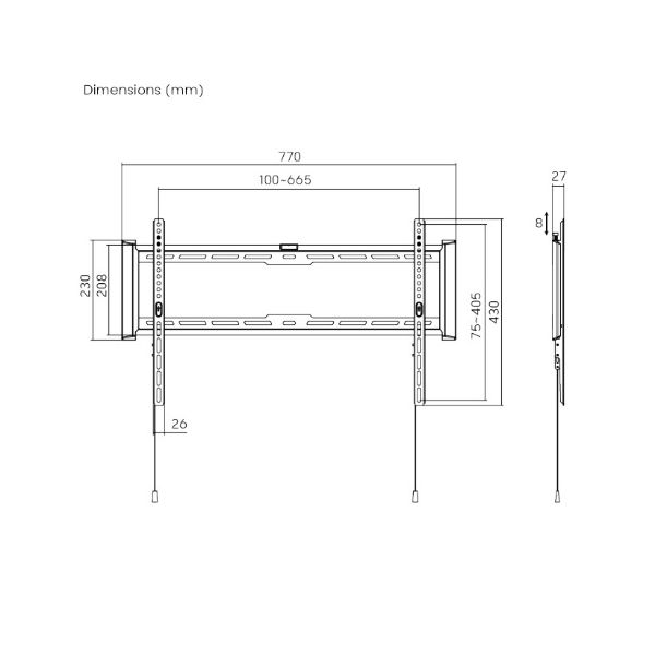 Picture of 37''-86'' Ultra-Slim Wall Mount. Heavy-duty Max 75Kgs Max VESA 600x400