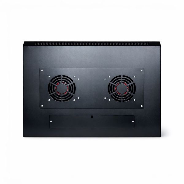 Picture of 4RU Wall Mount Cabinet 300mm Deep (660 x 360 x 4U). Includes 1x Fixed Shelf 2x Fan