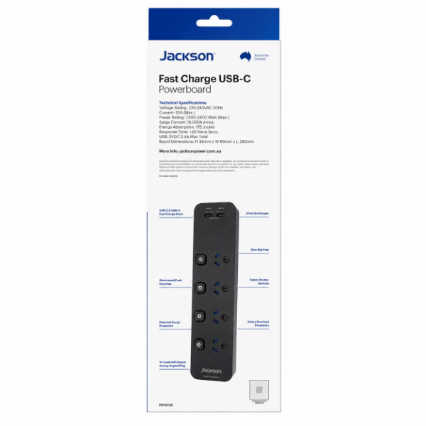 Picture of Surge Protected Powerboard Switched 4 Outlet Black