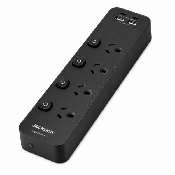 Picture of Surge Protected Powerboard Switched 4 Outlet Black