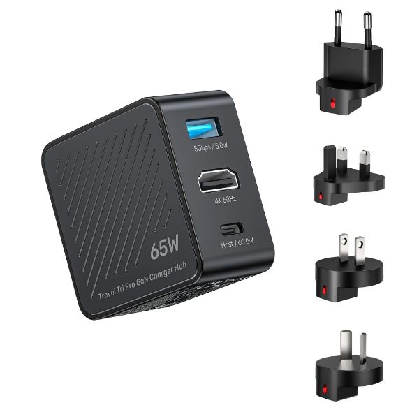 Picture of Travel Tri Pro 65W 3-in-1 GaN Charger Hub. with Interchangeable Plugs