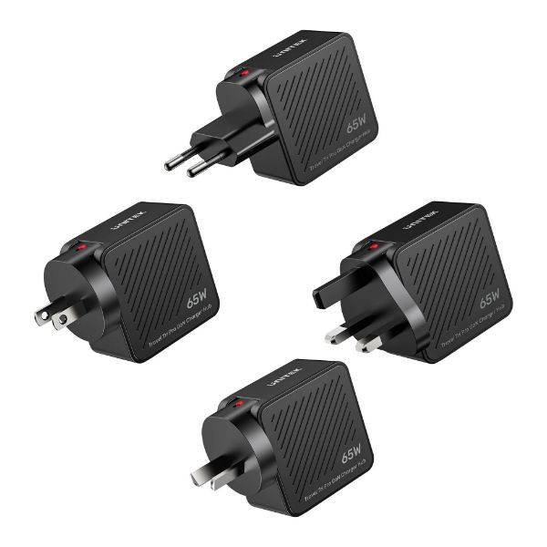 Picture of Travel Tri Pro 65W 3-in-1 GaN Charger Hub. with Interchangeable Plugs