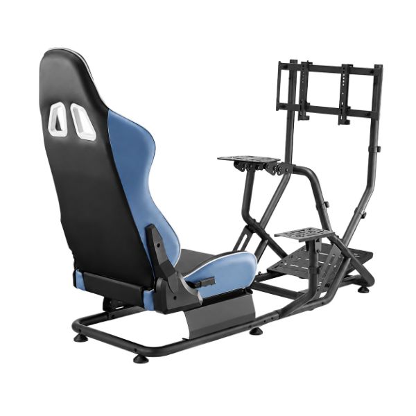 Picture of Racing Simulator Cockpit with monitor Mount. Adjustable Steering Wheel Plate & Pedal