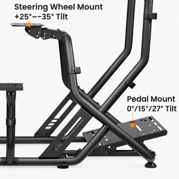 Picture of Racing Simulator Cockpit with monitor Mount. Adjustable Steering Wheel Plate & Pedal