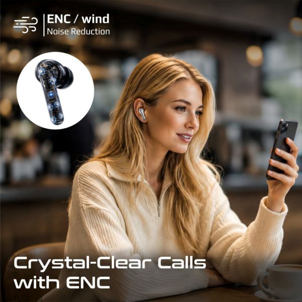 Picture of 6-Mic ANC App Controlled Earbuds with Wireless Charging 32 Hours Playback. White