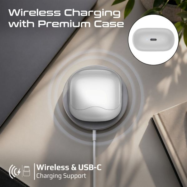 Picture of 6-Mic ANC App Controlled Earbuds with Wireless Charging 32 Hours Playback. White