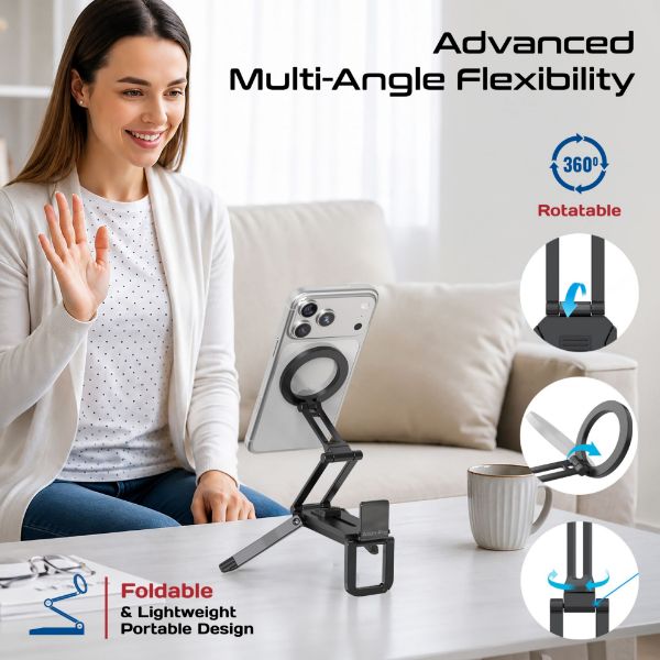 Picture of Multi-Function Magnetic Smart Phone Mount & Stand. 360 Rotation Arm, Ring Plate Inc