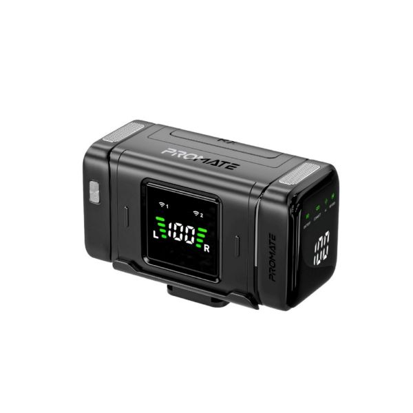 Picture of Dual Magnetic Wireless Lavalier Mic with Charging Case. Dual Mic's 130M Range