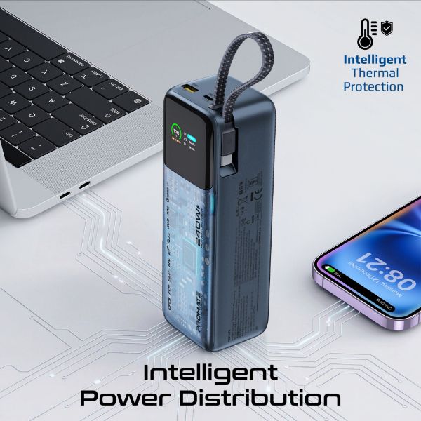 Picture of 27000mAh 240W PD Power Bank with USB-C Cable & Smart LCD Screen.