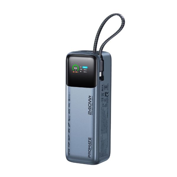 Picture of 27000mAh 240W PD Power Bank with USB-C Cable & Smart LCD Screen.