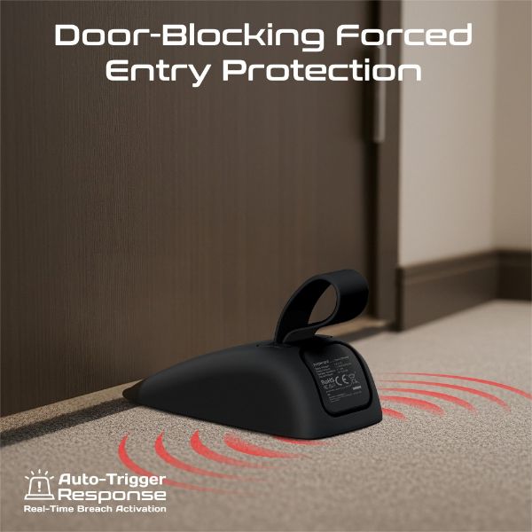 Picture of Hi-Sensitivity Portable Door Stopper Alarm with Instant Trigger. Black